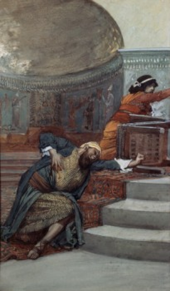 Eglon Slain by Ehud James Tissot 1836-1902 French Jewish Museum New York City Poster Print - 18 x 24 in.
