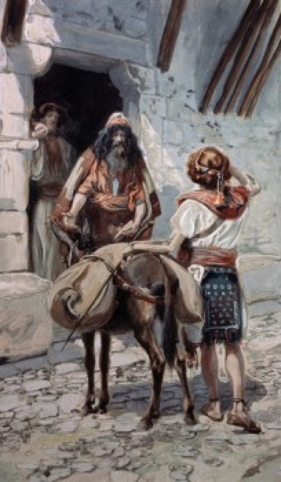 SAL999227 David Takes Saul the Presents From Jesse James Tissot 1836-1902 French Jewish Museum New York Print - 18 x 24 in.