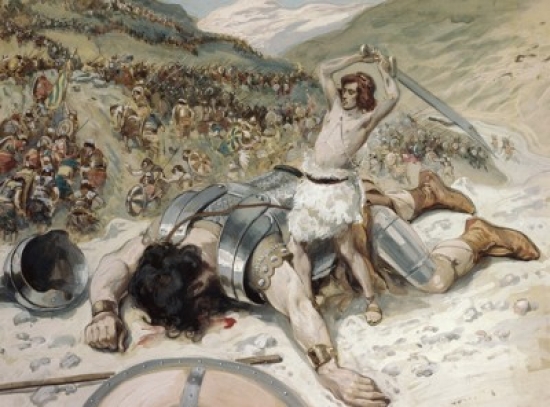 SAL999233 David Cuts Off the Head of Goliath James Tissot 1836-1902 French Watercolor Jewish Museum New York Print - 18 x 24 in.