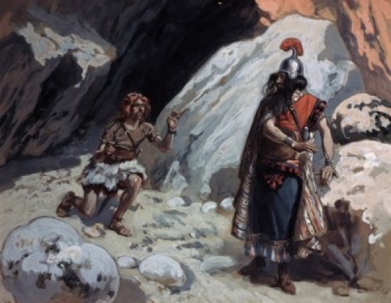 SAL999246 David & Saul in the Cave James Tissot 1836-1902 French Jewish Museum New York Poster Print - 18 x 24 in.