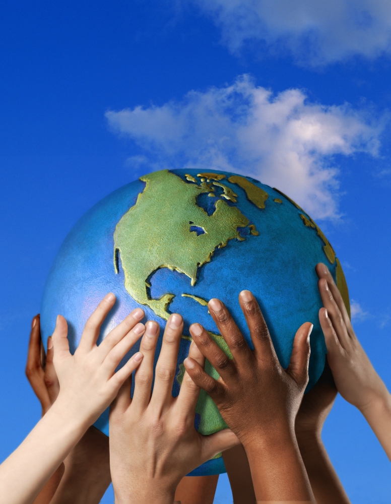 Hands On A Globe Poster Print by Don Hammond, 24 x 32 - Large