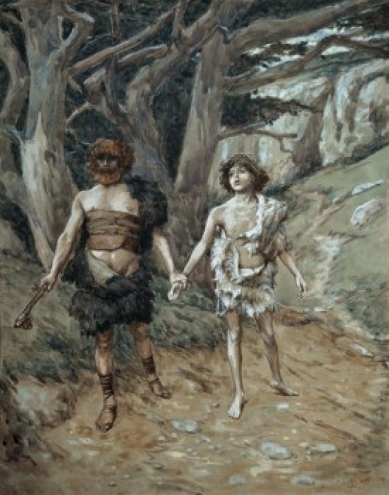 Cain Leadeth Abel to Death James J. Tissot 1836-1902 French Jewish Museum New York City Poster Print - 18 x 24 in.