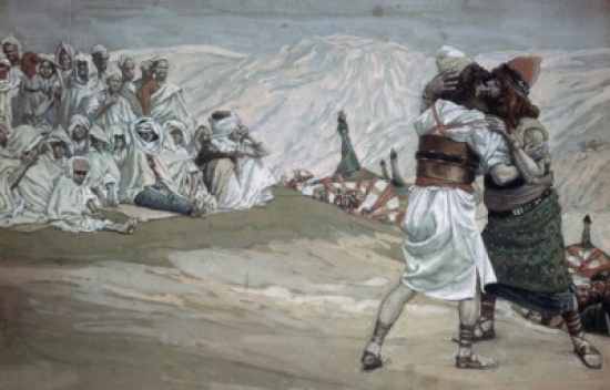 Meeting of Esau & Jacob James Tissot 1836-1902 French Jewish Museum New York City Poster Print - 18 x 24 in.