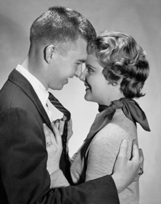 SAL2554991 Side Profile of a Young Couple Embracing Each Other Poster Print - 18 x 24 in.