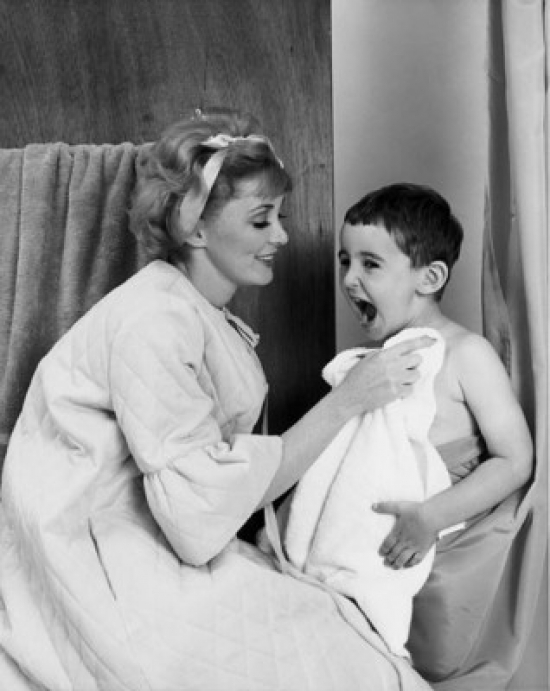 Mother Drying Son with Towel Poster Print - 18 x 24 in.