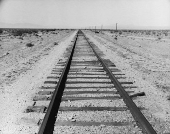 Railroad Track Passing Through a Landscape Poster Print - 18 x 24 in.