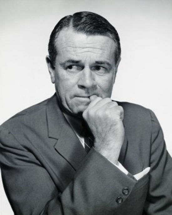 Pensive Businessman Poster Print - 18 x 24 in.