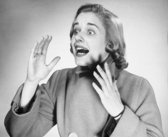SAL2557249 Close-Up of a Young Woman Looking Frightened Poster Print - 18 x 24 in.