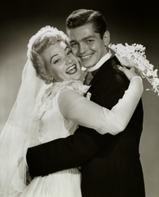 SAL255754 Portrait of a Newlywed Couple Embracing Poster Print - 18 x 24 in.