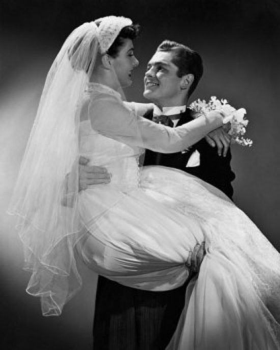 SAL255756B Groom Carrying His Bride & Smiling Poster Print - 18 x 24 in.