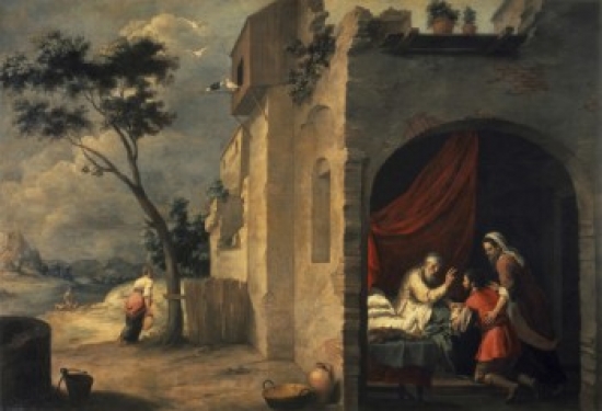 SAL261584 Isaac Blesses Jacob C 1665-1670 Bartolom Esteban Murillo 1617-1682 Spanish Oil on Canvas Hermitage Museum St - 18 x 24 in.