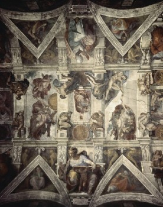 Creation of Adam God Divides the Waters & Earth Creation of the Sun & Moon Michelangelo Buonarroti - 18 x 24 in.