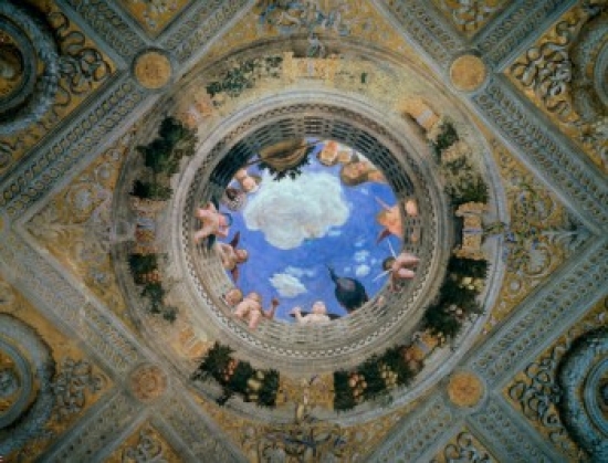 SAL263326 Camera Degli Sposi-Ceiling Oculus Ca 1474 Andrea Mantegna 1431-1506 Italian Fresco Palazzo Ducale Mantua Italy - 18 x 24 in.