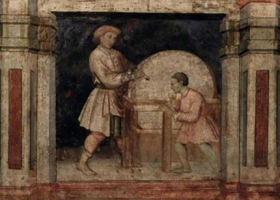 SAL263501 Grinder - The Working World Artist Unknown Fresco Palazzo Della Ragione Padua Italy Poster Print - 18 x 24 in.