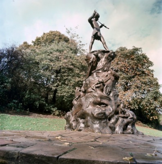 Peter Pan Statue George James Frampton British 1860-1928 Sculpture Kensington Gardens London Poster Print - 18 x 24 in.