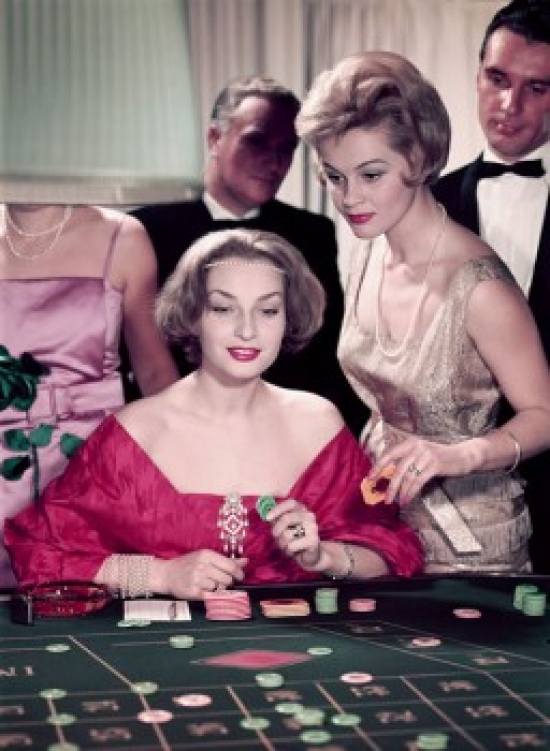Five People at Roulette Table in Casino Poster Print - 18 x 24 in.