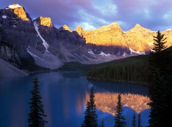 PDDCN01RTI0002 Lake Moraine at First Light Banff National Park Alberta Canada Print by Rob Tilley