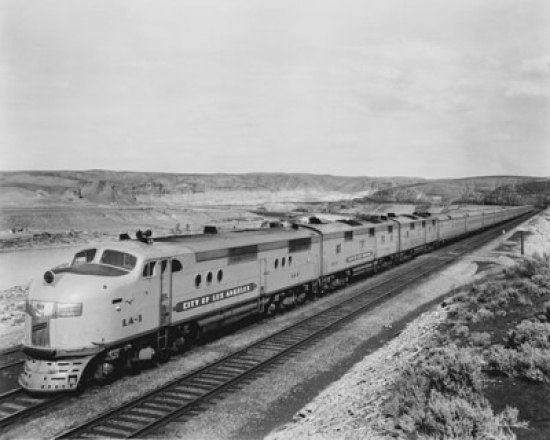Passenger Train on Railroad Tracks Poster Print - 18 x 24 in.