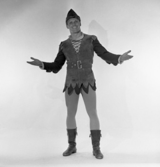 Smiling Man Wearing Elf Costume Studio Shot Poster Print - 18 x 24 in.