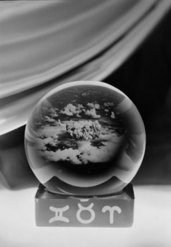 Crystal Ball Showing Bomb Explosion Poster Print - 18 x 24 in.