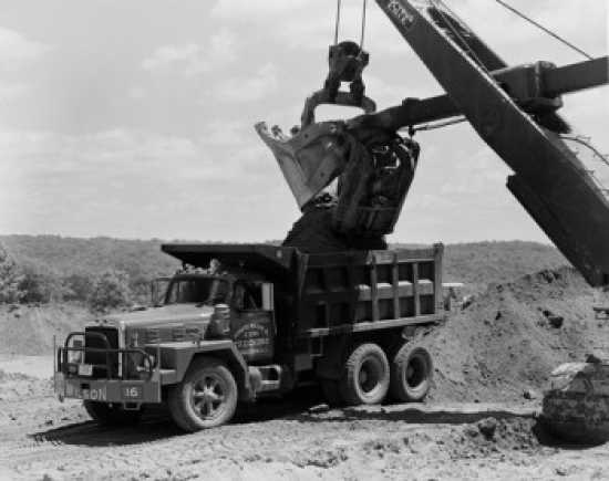 Shovel Depositing Earth Into Truck Poster Print
