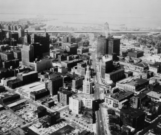 SAL255422302 USA New York Buffalo Aerial View of City Poster Print - 18 x 24 in.