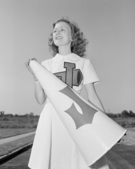 Cheerleader Carrying Megaphone Poster Print - 18 x 24 in.