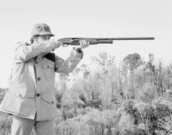 Man Shooting Rifle Poster Print - 18 x 24 in.