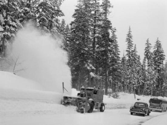 Snow Plow Working on Road Poster Print - 18 x 24 in.