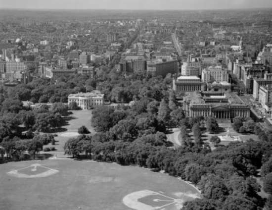USA Washington D.C. Looking North From Washington Monument Showing White House & Treasury Poster Print - 18 x 24 in.