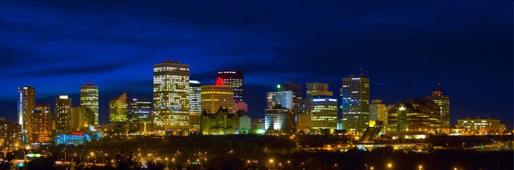Edmonton Skyline Poster Print by Corey Hochachka, 36 x 12 - Large