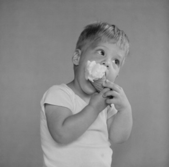 Boy Eating Ice Cream Poster Print - 18 x 24 in.
