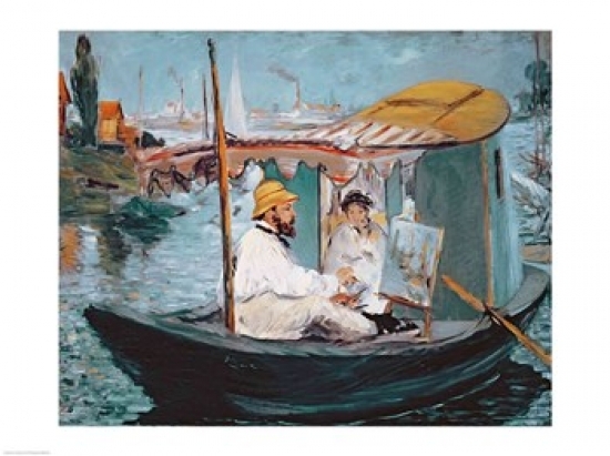 BALBAL656LARGE Monet in His Floating Studio 1874 Poster Print by Edouard Manet - 36 x 24 in. - Large