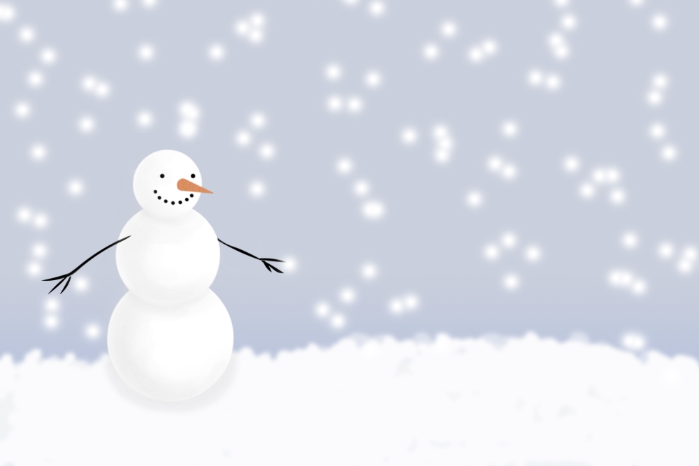 Snowman in Winter Poster Print by Daniel Sicolo, 17 x 11