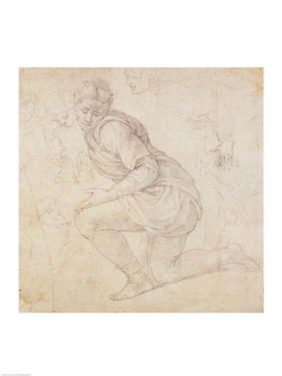 Inv. 5211-75 Fawkener Recto Poster Print by Michelangelo Buonarroti