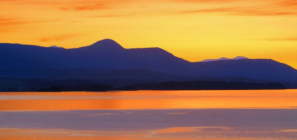 Sunset & Mountain Silhouette Poster Print by Raven Regan - 20 x 9