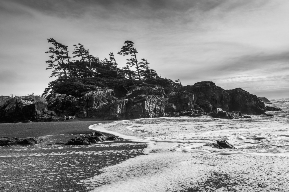 Tide Coming in Along The Coast Under A Cloudy Sky - Tofino British Columbia Canada Poster Print by Keith Levit - 38 x 24 - Large