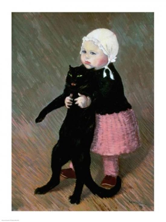 BALBAL53669 A Small Girl with A Cat 1889 Poster Print by Theophile-Alexandre Steinlen - 18 x 24 in.