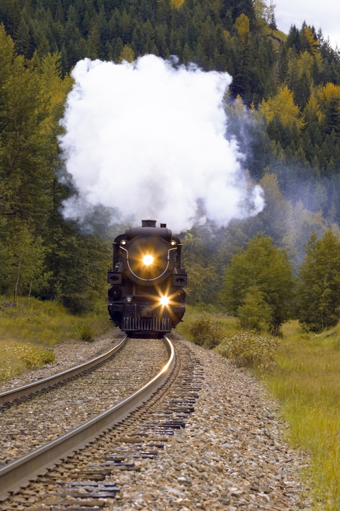 Steam Train On Tracks Poster Print by Carson Ganci - 11 x 17