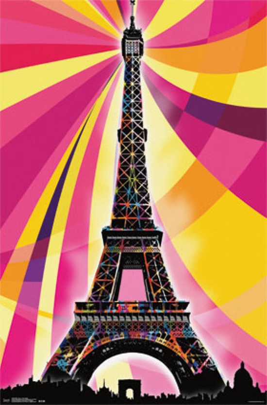 Eiffel Tower - Psychedelic Poster Print - 22 x 34 in.
