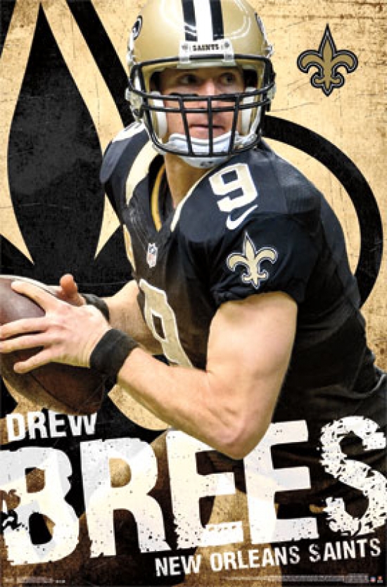 New Orleans Saints - D Brees 15 Poster Print