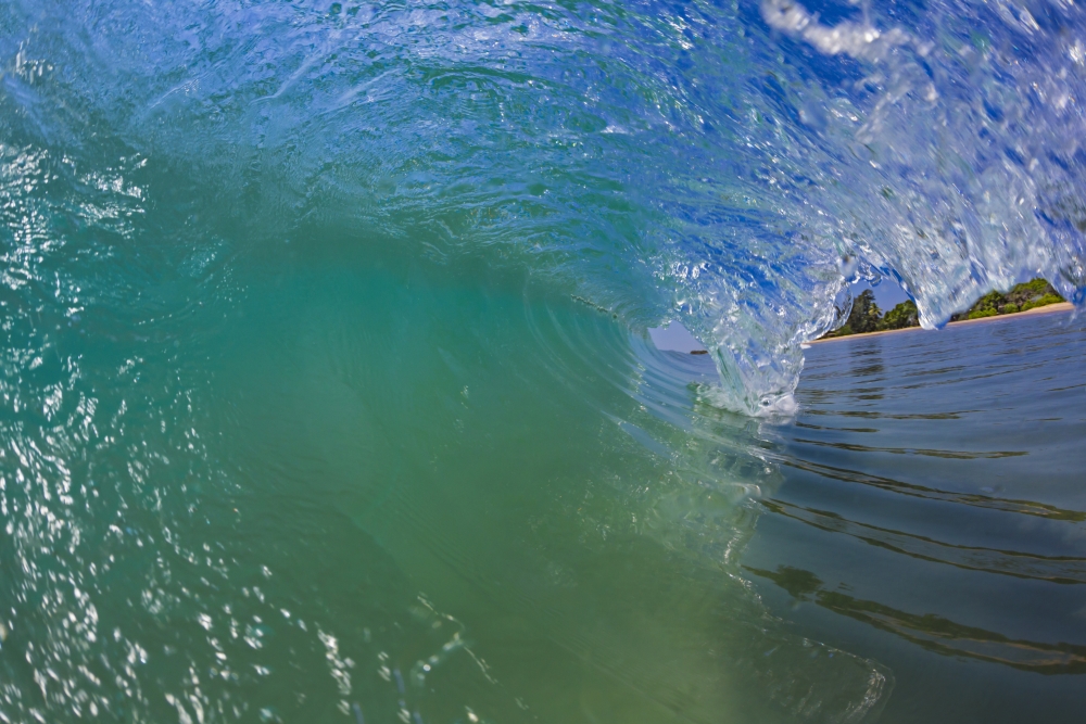 DPI12304323LARGE A Wave Curls into The Beach in The Indian Ocean - Sri Lanka Poster Print by Dave Fleetham, 38 x 24 - Large