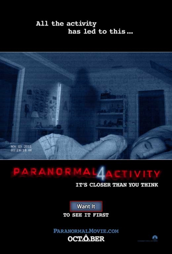 Paranormal Activity 4 Movie Poster - 27 x 40 in.