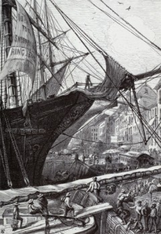A New York River-Front Artist Unknown Etching Poster Print - 18 x 24 in.