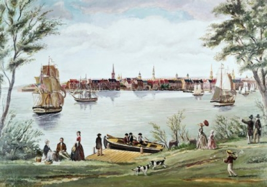 SAL900109688 New York Shortly After Independence Scene of the East River 18th C George Torina 18th C American Print - 18 x 24 in.