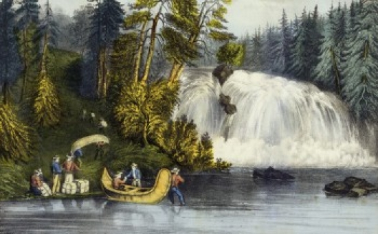 Falls Des Chats Ottawa River Canada C1826 Currier & Ives Active 1857-1907 American Lithograph Print - 18 x 24 in.