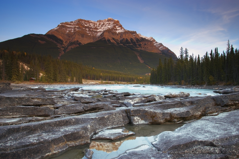 Mount Kerkeslin Athabasca Falls Jasper National Park Poster Print by Carson Ganci - 17 x 11