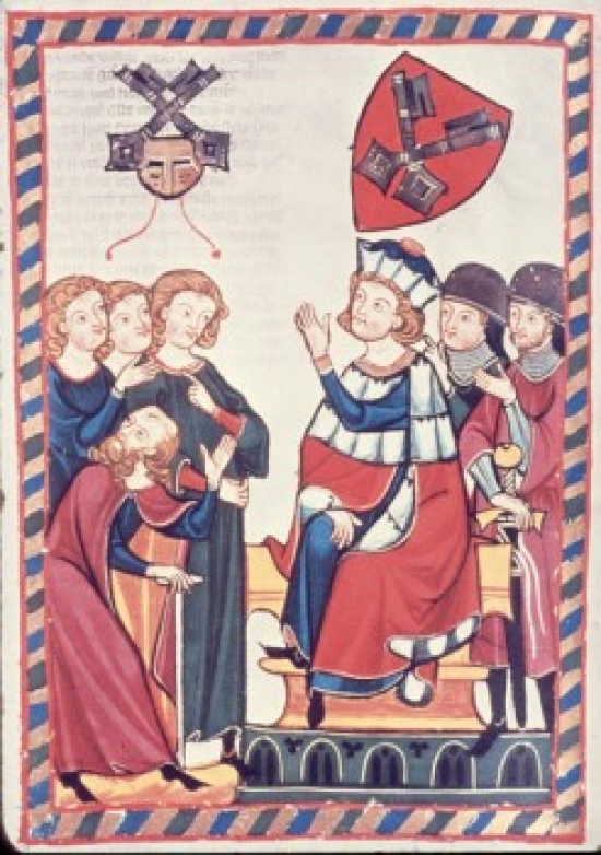 SAL9003809 Manness Scroll-The Lord of Regensburg Illuminated Manuscript Austria Heidelenberg Poster Print - 18 x 24 in.