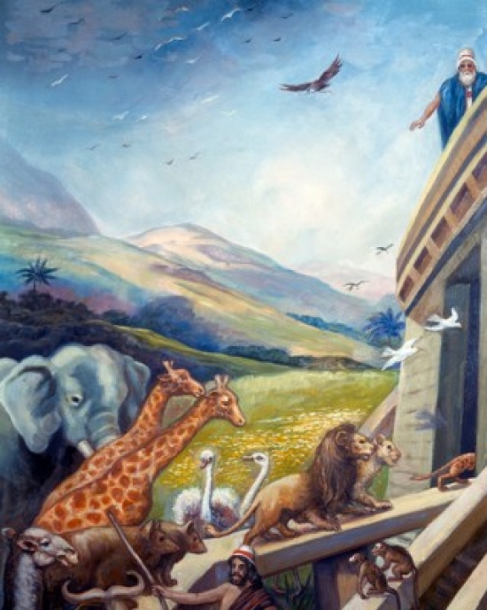 Loading Animals Into Ark by Vittorio Bianchini 1797-1880 Poster Print - 18 x 24 in.