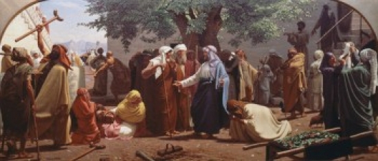 Jesus Hears St. John the Baptist Calling From Jail Christen Dalsgaard 1824-1907 Danish Poster Print - 18 x 24 in.